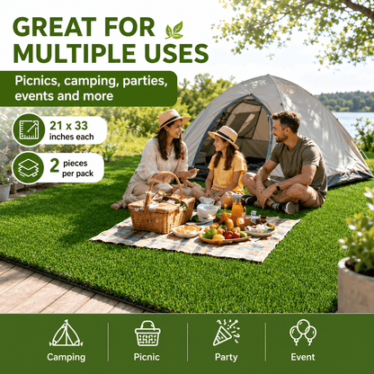 Artificial Grass Mat 1.5" Thick UV-Resistant Fake Grass Rug – Weatherproof Synthetic Turf with Drainage Backing for Patio, Balcony, Indoor & Pet Area, Available in 2PCS 21x33" or 28x40" Canada