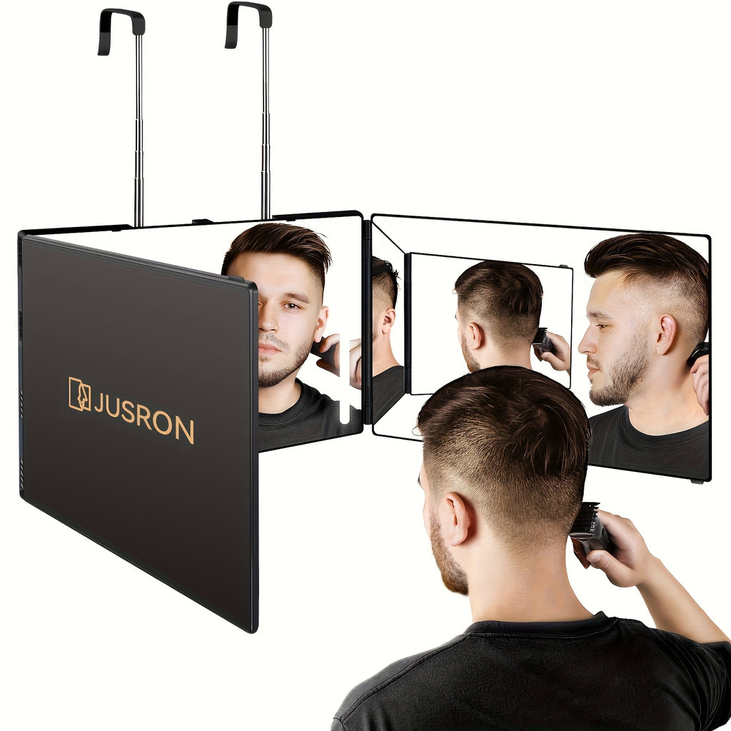360-Degree Viewing Angle Hair Cutting Mirror, 3-Way Self Haircut Mirror with Clear Anti-Fog HD Glass, USB Rechargeable, Plastic Frame, Beauty And Personal Care Mirror, Wedding Gift, Triple Fold Mirror, Limited Time Discount, Wedding Easter Gifts