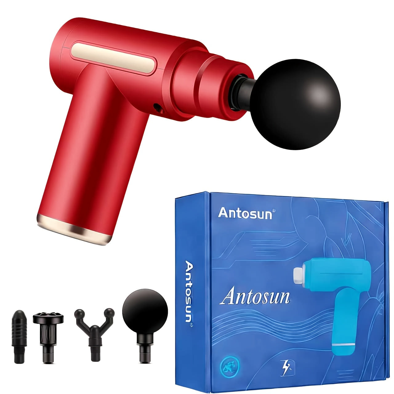 Portable Massage Gun 4-Head Set USB Rechargeable – Deep Tissue Percussion Massager for Body, Back, Neck & Waist, Elegant Design, Perfect Holiday & Christmas Gift