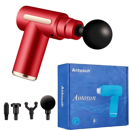 Portable Massage Gun 4-Head Set USB Rechargeable – Deep Tissue Percussion Massager for Body, Back, Neck & Waist, Elegant Design, Perfect Holiday & Christmas Gift
