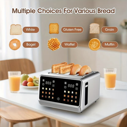 Toaster Oven 24-Slice Touch Screen with LCD Display – 6 Bread Types, 6 Browning Settings, Bagel Defrost Cancel, Stainless Steel Extra-Wide Countertop Toaster Oven for Canadian Kitchens