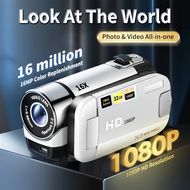 Latest 270° LED Flip Screen Digital Camera | Camera for Photography (cameras, Camaras Fotograficas): 16x Zoom, 1080P Full HD, 2.7" Display, HD Wide Angle Lens. Perfect for Outdoor Shooting, One-Touch Photo Upload to Phone, 2-in-1 Camera & Camcorder