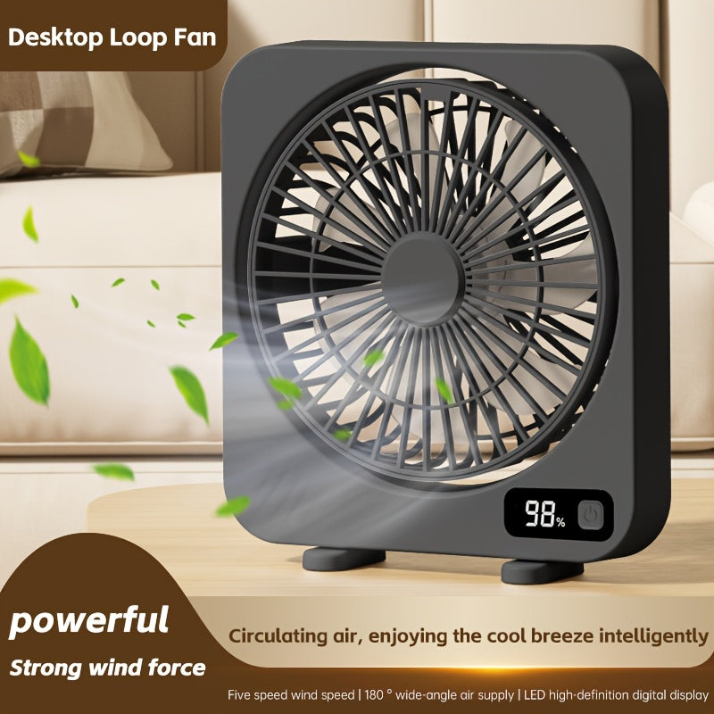 Five Speed Wind Speed Adjustment, Screen Can Display Battery Level, Manual 180 ° Adjustment Up And Down, Desktop USB Fan