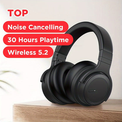 Over-Ear ANC Headphones 32dB Noise Cancelling – Wireless Bluetooth, 30H Playtime, Rich Bass, Built-in Mic, Memory Foam Ear Pads, Adjustable Headband – Black, Red, Blue, Green, Pink & Yellow