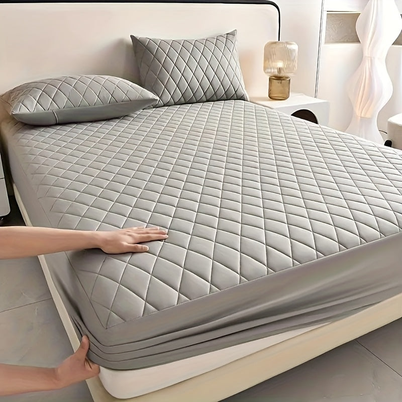 Thickened Waterproof Mattress Protector Soft Comfortable Fitted Bed Cover, Layered Insert Mattress Pad for Bedroom Guest Room Hotel, Twin Full Queen King Size, Blue Green Grey Black