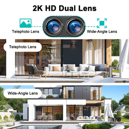 Outdoor PTZ Security Camera 360° Pan Tilt Zoom – Color Night Vision, Spotlight Alarm, Motion Detection, Two-Way Audio, App Control, Battery Powered WiFi Cam for Home Garden Driveway (QW6 Series)