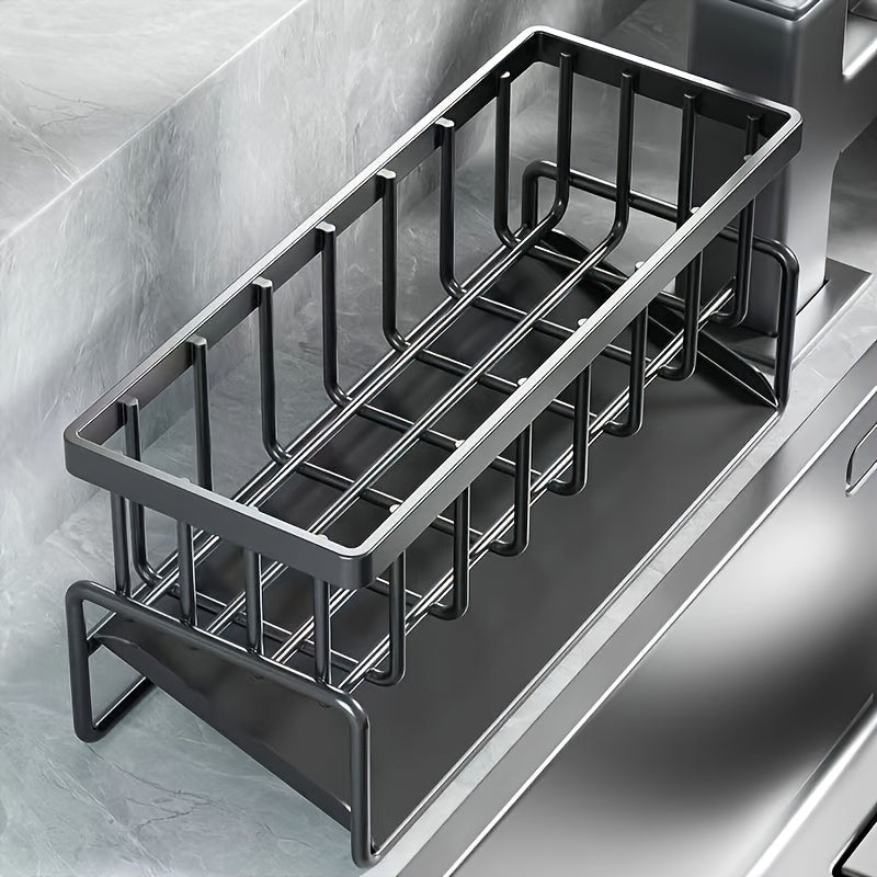 Kitchen Sink Organizer/Stainless Steel Sponge Holder/Sink Caddy for Brush, Soap, And Cloth/Space-Saving Countertop Storage for Kitchen Accessories/with Drainage