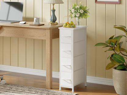 Narrow Dresser with 4 Drawers Slim Fabric Storage Chest – Removable Fabric Bins for Closet, Small Spaces, Bathroom, Bedroom & Laundry Room Organization