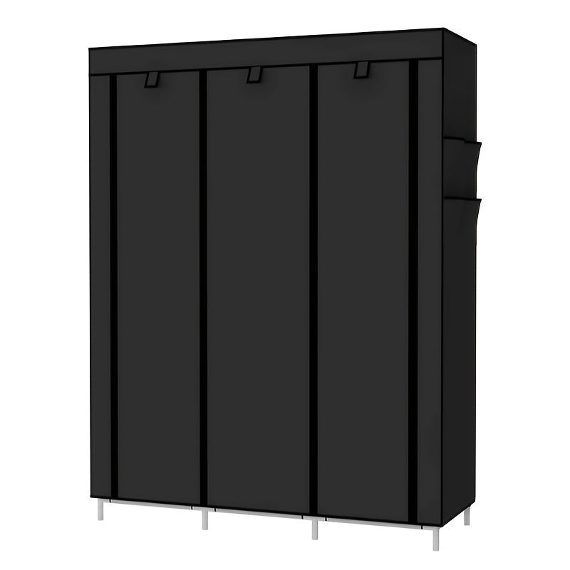 Portable Wardrobe Closet Clothes Organizer Non-Woven Fabric Cover with 6 Storage Shelves, 2 Hanging Sections and 4 Side Pockets size (170*128*45CM/148*56*44CM)