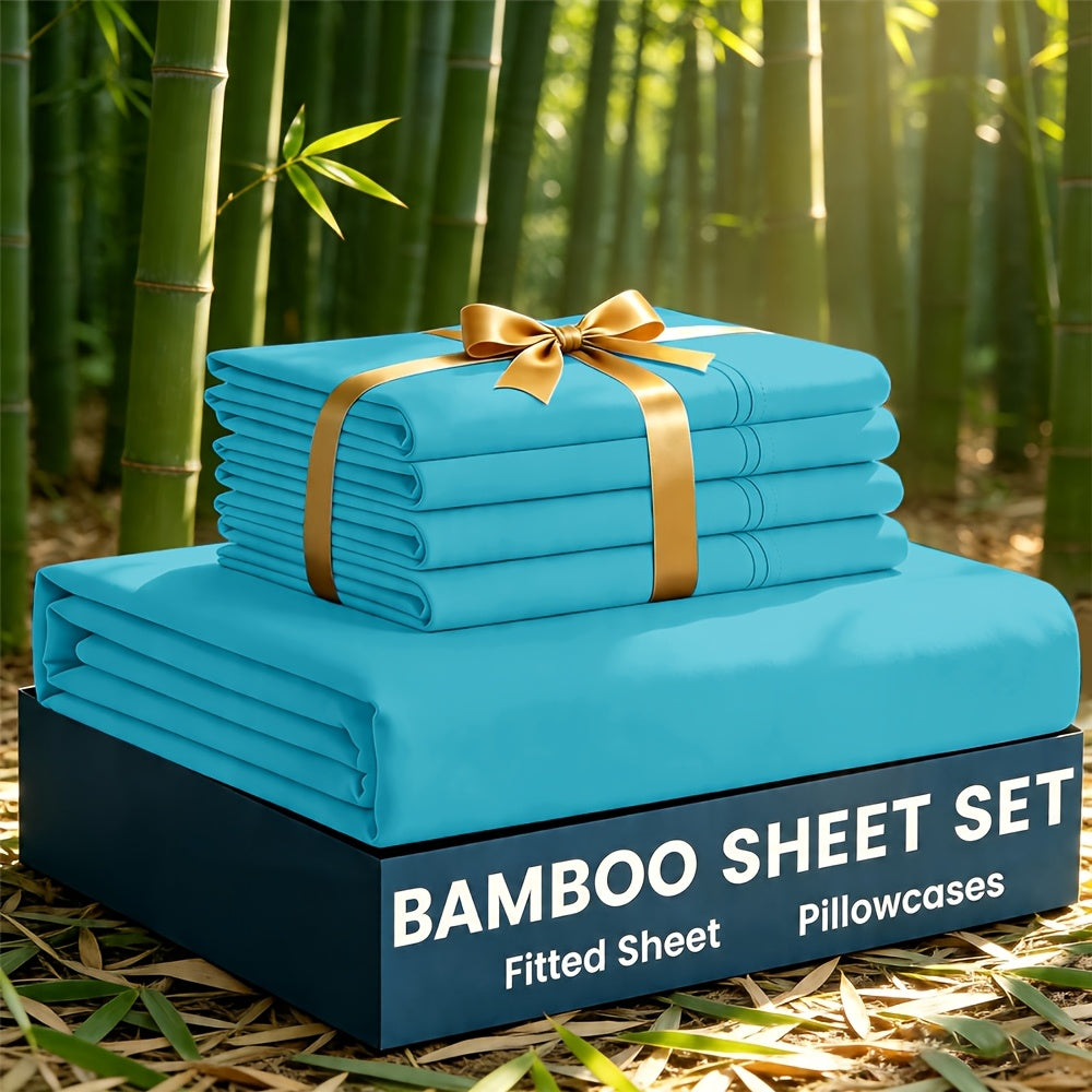 Bamboo Cooling Bed Sheet Set 3 or 5 Piece with Pillowcases – Ultra Soft Deep Pocket Breathable Sheets for Hot Sleepers, Twin Full Queen King, 12 Colours | Canada