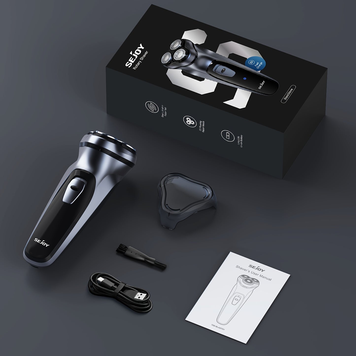 Sejoy Electric Shaver for Men with 3D Floating Head, Pop-Up Trimmer, LCD Display & 1-Hour Fast Charge – Rechargeable Cordless Razor, Perfect Valentine's Day & Father's Day Gift