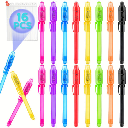 Invisible Ink Spy Pen Set for Kids with UV Light – 16 or 28 Pack Secret Message Markers, Party Favours, Goodie Bag Stuffers for Boys & Girls