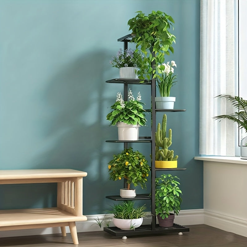 Multi-Tiered Indoor Plant Stand Sturdy Metal Flower Shelf with Wide Base - Space-Saving Vertical Plant Rack for Home Garden Decor, Patio, Balcony & Living Room