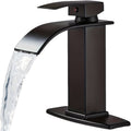 Bathroom Faucet Waterfall Bathroom Sink Faucet Single Hole 1 Or 3 Hole Mixer Tap Bathroom Vanity Faucet Farmhouse RV Bathroom Sink Faucet Set With 6" Deck Plate Deck Mount, Matte Black&Brushed Nickel&Chrome