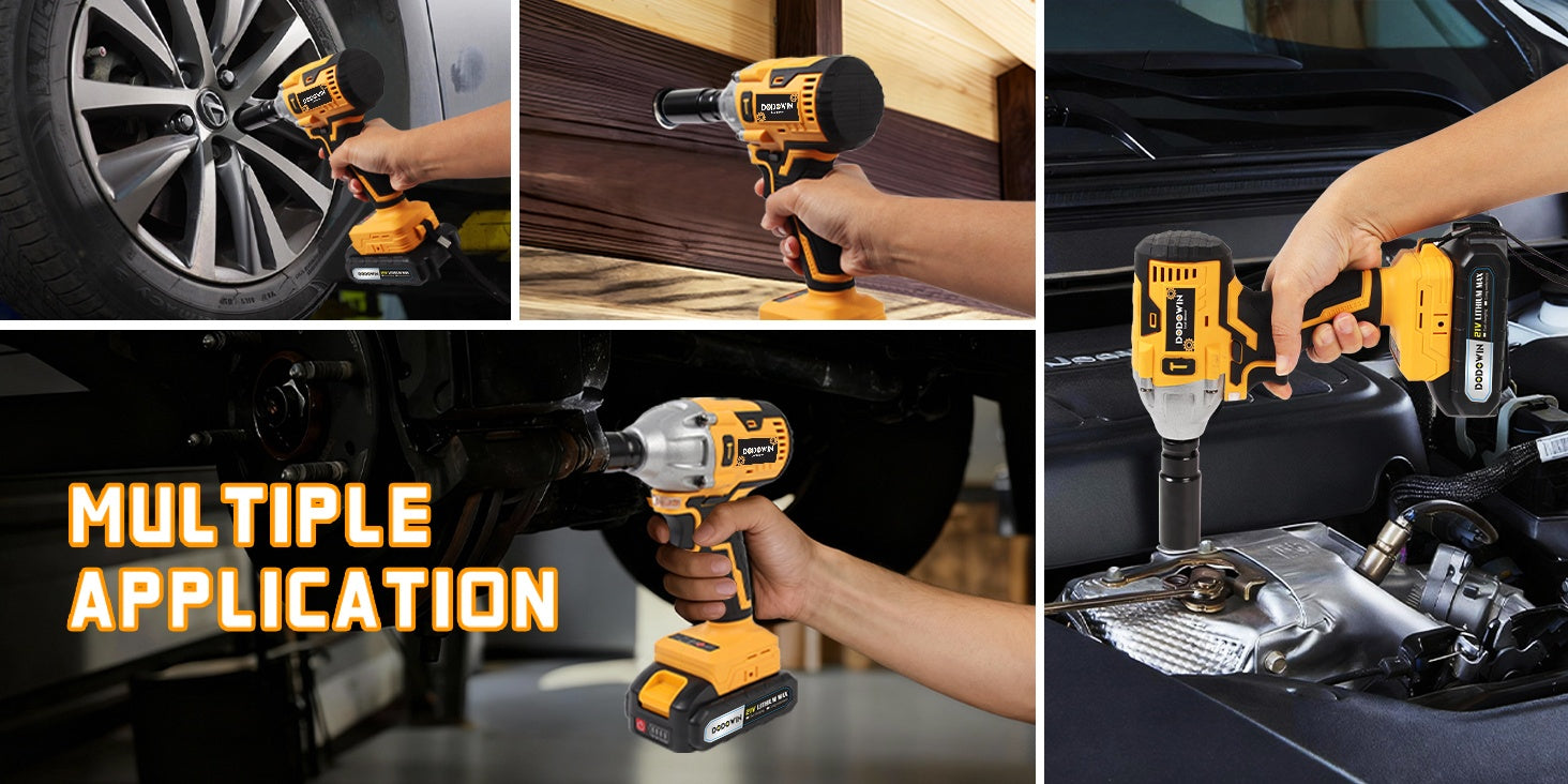 21V Wireless Electric Impact Wrench, Equipped with 1/2 Lithium Batteries, Charger, Toolbox, Sockets And Complete Accessories, High Torque Power Tool Set for Car Repair, Home Maintenance, Garage Work, Gift for Men & Fathers