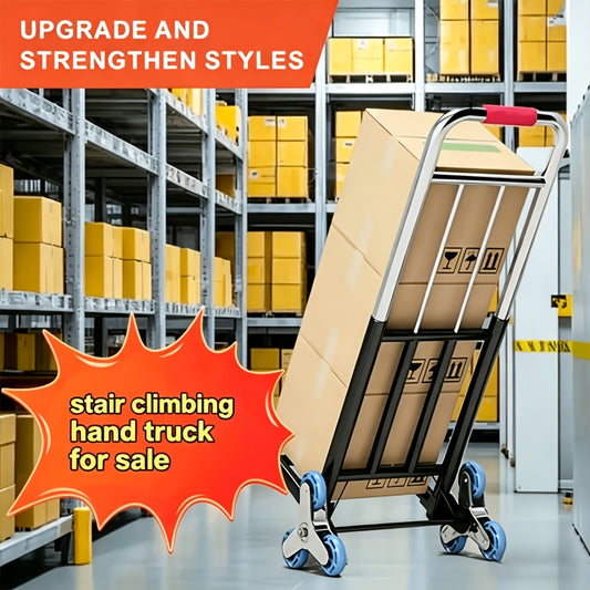 Stair Climbing Hand Truck, Heavy Duty Folding Trolley Cart, Portable Stair Climber Dolly For Moving, Shopping, Warehouse & Home Use, Load-Bearing Utility Cart