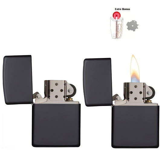 2pcs Metal Lighters - Pocket Lighters Classic Kerosene Lighters Windproof Steel Wheel Ignition, with Flint And Magnesium, Kerosene Fuel Igniter (Kerosene Not Included) - Men'S Holiday Gift