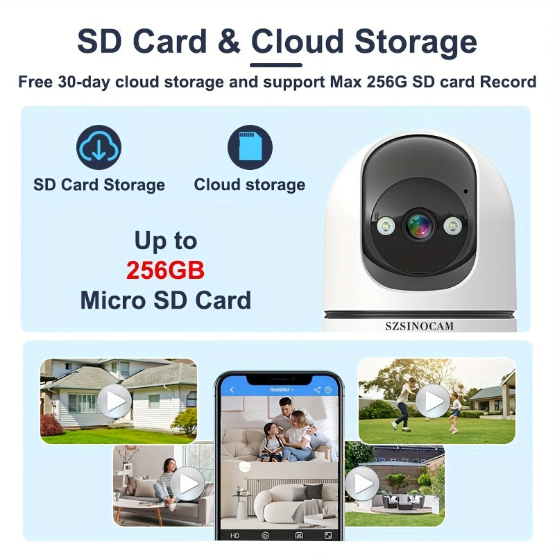 4K PTZ Dual-Lens Outdoor Security Camera with Spotlight Alarm, PIR Motion Detection, Full-Color Night Vision, 2-Way Audio, 360° Pan & Tilt, 24/7 Recording & NVR Compatible — U9 / Built-in Battery