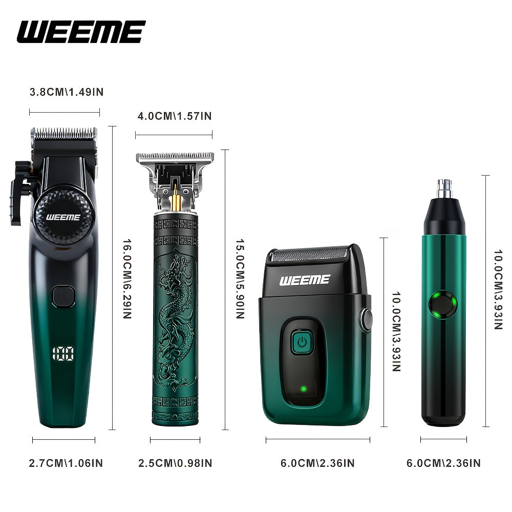 4-in-1 Hair Clipper Kit for Men – WEEME Cordless Trimmer & Electric Shaver Set, Nose Body Bald Head Grooming, LED Display, Precision Cutting, USB Rechargeable, Home & Barber Use | Canada