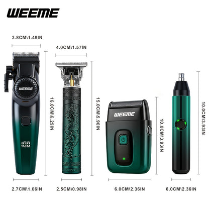4-in-1 Hair Clipper Kit for Men – WEEME Cordless Trimmer & Electric Shaver Set, Nose Body Bald Head Grooming, LED Display, Precision Cutting, USB Rechargeable, Home & Barber Use | Canada