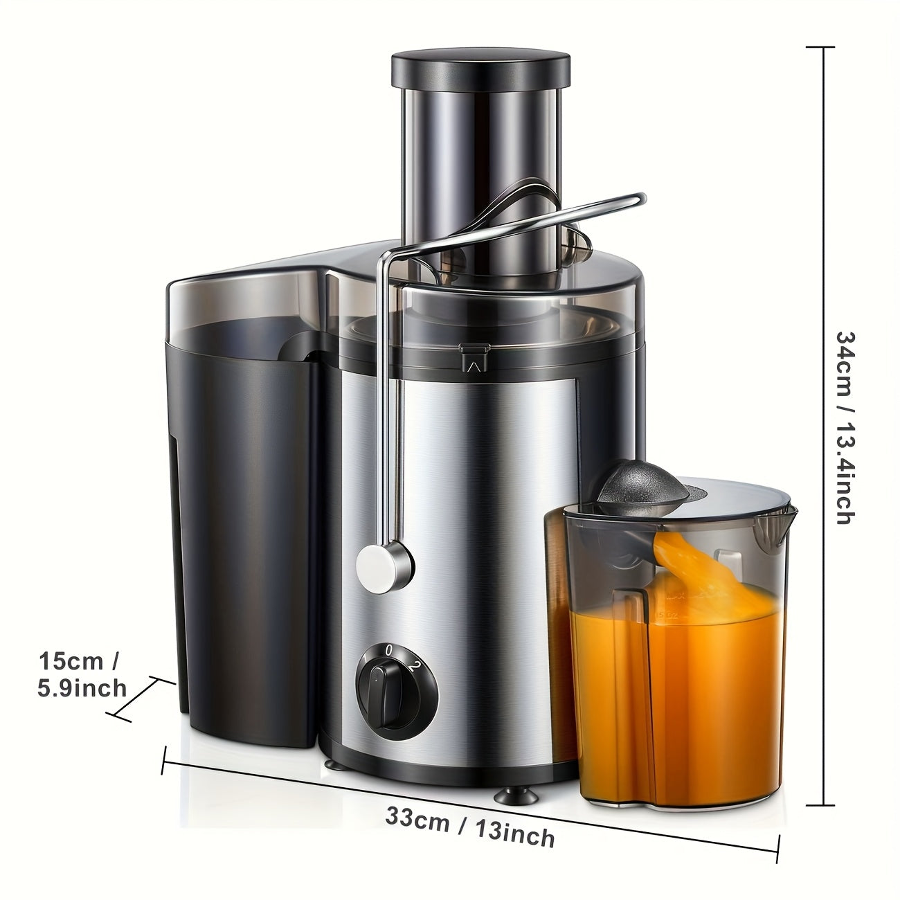 500W Centrifugal Juicer Stainless Steel – 3-Inch Wide Inlet, BPA-Free, Includes Measuring Cup & Discharge Cover, Fast & Easy Fruit and Vegetable Juicer