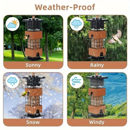 Squirrel Proof Bird Feeder 5LB Metal Outdoor Hanging – Bilateral Weight-Activated Design, Large Capacity Wild Bird Feeder, No Electricity or Batteries Needed, Durable & Weather Resistant