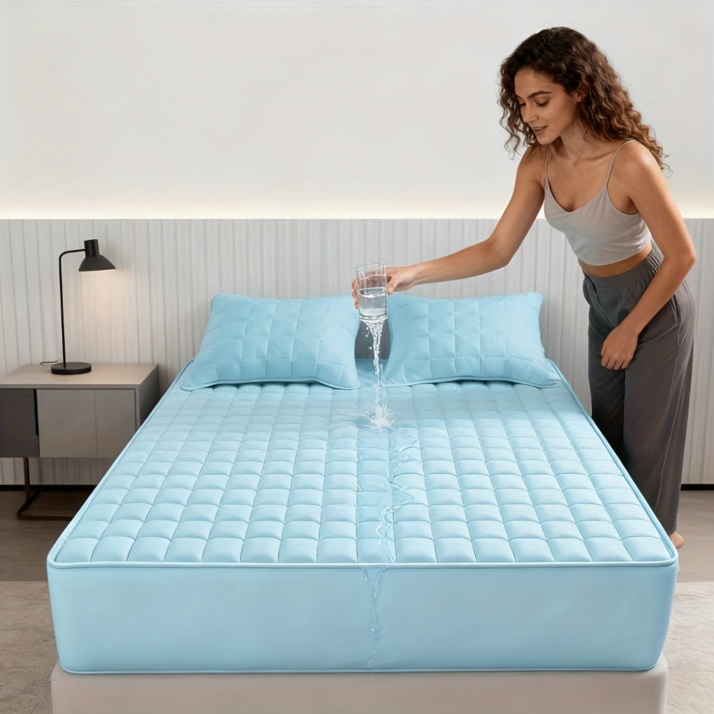 1pc 1pcs Cooling Mattress Protector with Deep Pocket (Suitable for 9-15" Beds) - Soft Quilted Bed, -Regulating, Fits Most Mattresses for s,, for all-Season Use, Minimalist