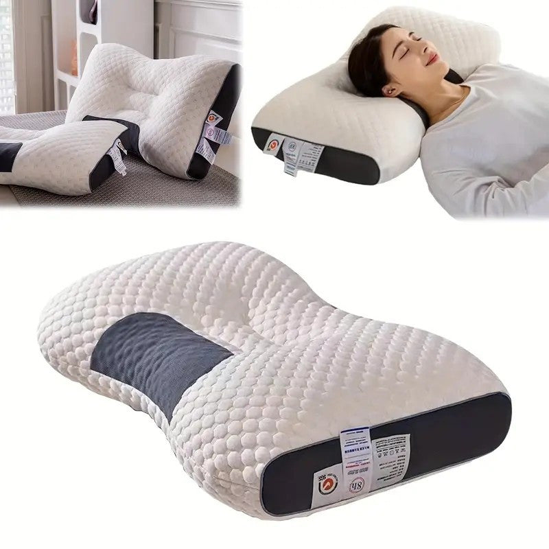 Knitted Ergonomic Pillow 1100G Filling – 9-Hour Neck Support, Hypoallergenic Removable Washable Cover, Breathable Moisture-Wicking | Bedroom Decorative Cushion for All Seasons | 1pc & 2pc | White & Grey | ShopVora CA