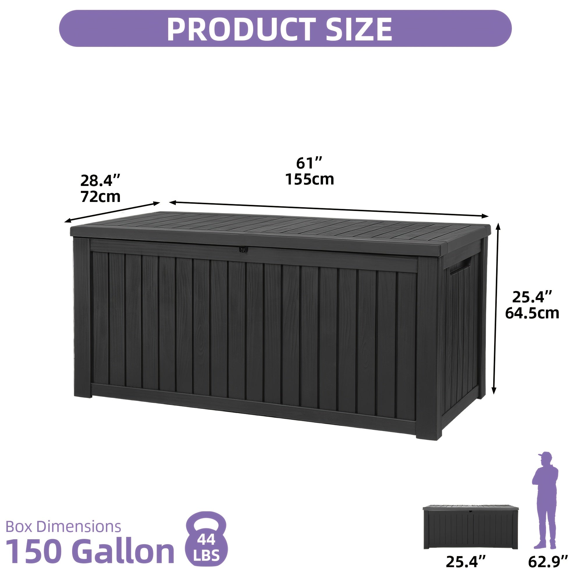 DWVO 51/80/150/180 Gallon Outdoor Storage Box, Waterproof Resin Deck Box, Patio Poolside Table And Bench, Weatherproof Storage Organizer for Garden Tools, Pool Supplies, Patio Additions