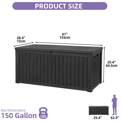 Outdoor Waterproof Resin Deck Box 51 80 150 180 Gallon - Weatherproof Patio Storage Box Bench and Table for Garden Tools Pool Supplies Patio Furniture Brown Black Canada