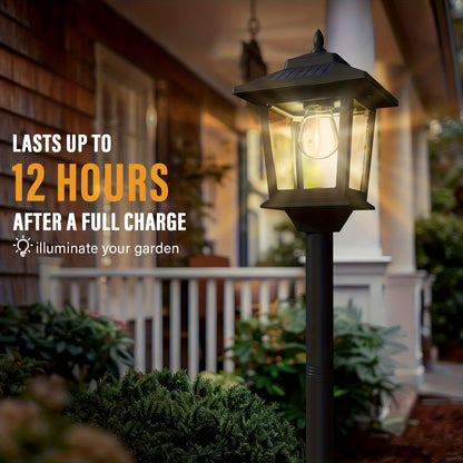 2-Pack Outdoor Solar Lamp Post Lights – Aluminum Waterproof Solar Pillar Lights, Warm White 3000K LED, 2000mAh Battery, 6-10 Hours Runtime – Garden, Pathway, Driveway & Patio Lighting