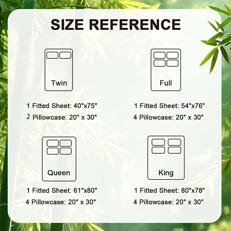 3/5pcs Bamboo Cooling Bed Sheet Set with 2/4 Pillowcases (Warm Tip: Flat Sheet Is Not Included) - Sabanas Para Cama - Breathable And Comforter for Summer And Hot Sleepers - Ultra Soft Children Sheet - Deep Pocket Up to 16"-18" - Sheets