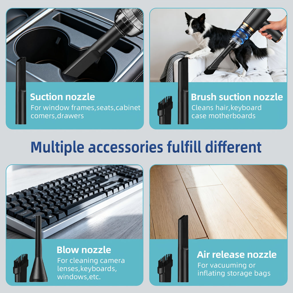 Upgraded Portable Cordless Handheld Vacuum Cleaner, Powerful Cyclone Suction, Wireless Charging, Suitable for Car, Office, And Home Heavy-Duty Cleaning