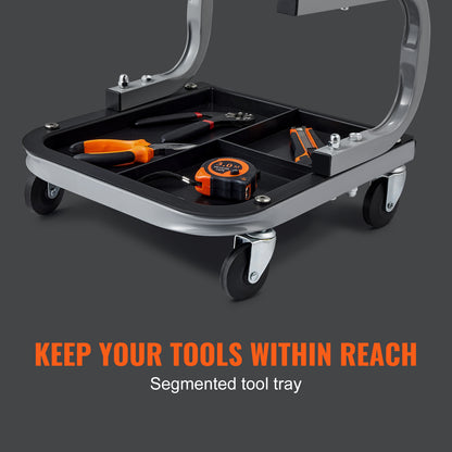 VEVOR Rolling Mechanic Stool 250 LBS Capacity Padded Garage Shop Seat with Tool Tray Storage, 360° Casters, 14.2" Height for Auto Repair, Workshop & Home Canada