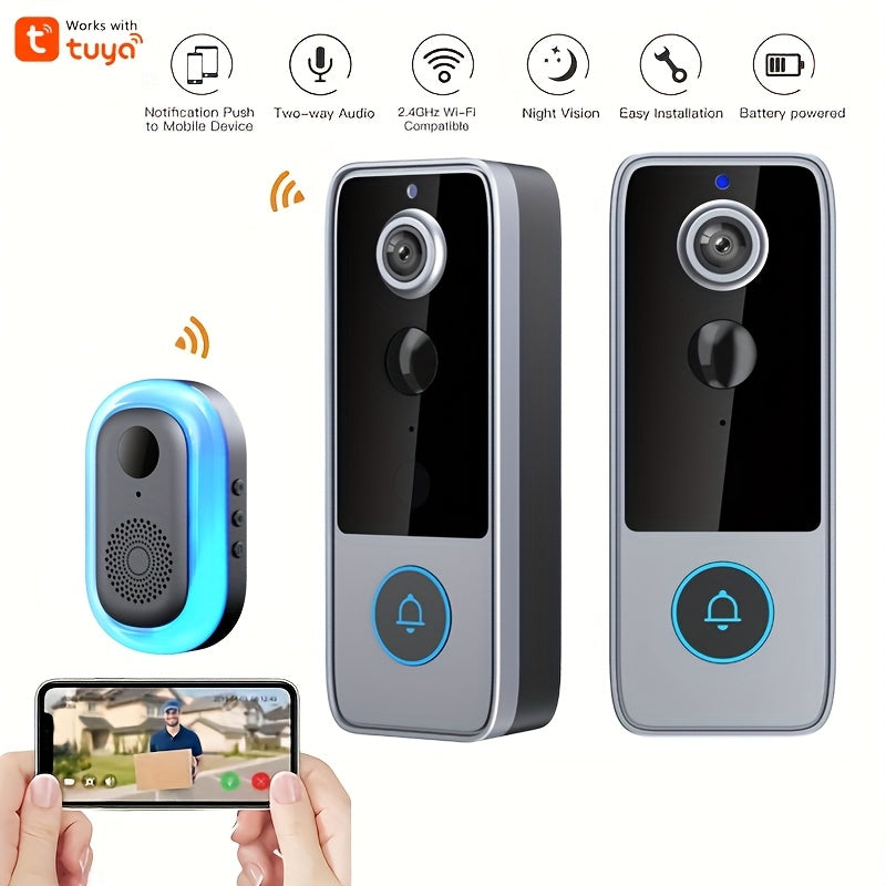 Wireless Video Doorbell Camera 1080P HD AI Face Recognition, 180-Day Battery Life Motion Detection Night Vision Two-Way Audio – Smart WiFi Doorbell with Free Photo Storage