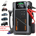 Car Jump Starter, 6000A Battery Jump Starter with Air Compressor, for Up to 1.98gal Gas And 1.59gal Diesel Engines, 12V Lithium Portable Jump Box Car Battery Jumper Start with LED Light Quick-Charge Battery Charger Power Bank, LED Emergency