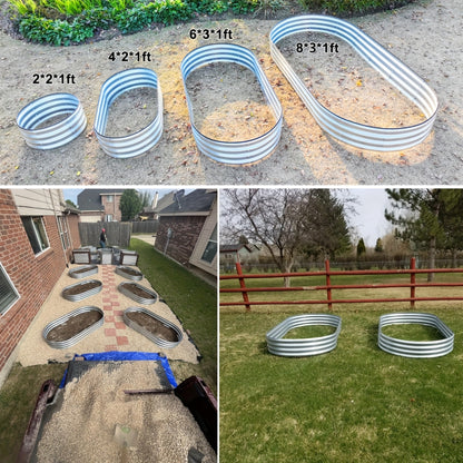 Galvanized Oval Raised Garden Bed 2-Pack – Metal Outdoor Planter Box Kit for Vegetables, Fruits, Flowers & Herbs, Multiple Sizes Available