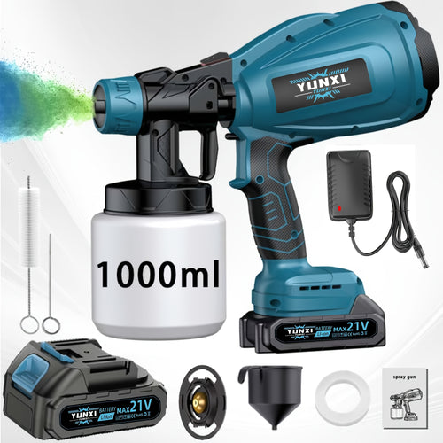 21V Cordless Paint Sprayer Gun 1000ML Container – 4 Nozzle Sizes Multiple Spray Patterns, Ergonomic Handle for Furniture Walls Fences Automotive & DIY Painting Projects, Canada