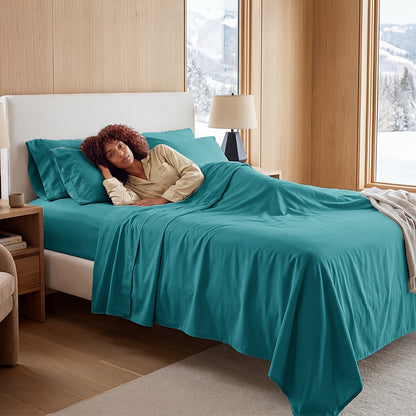 Silver Infused Bamboo Sheet Set 3/4pcs – Ultra-Soft Cooling Bed Sheets with 17" Deep Pockets, Antibacterial Wrinkle-Free Viscose Bedding for Hot Sleepers, Fitted Sheet, Flat Sheet & Pillowcases, Twin Full Queen King, 7 Colours