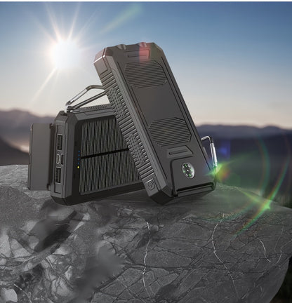 Solar Power Bank 20000mAh with Compass & LED Flashlight - Portable Outdoor Camping Phone Charger, Dual USB External Battery Pack for Hiking Backpacking Travel Emergency