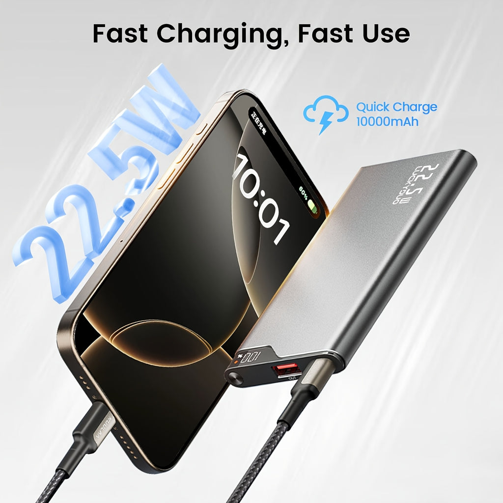 22.5W Fast Charge Power Bank 10000mAh USB-C In Out - Slim Aluminum Alloy Portable Charger, Rapid Charging Battery Pack for iPhone Samsung Android, Lightweight Travel Charger Canada