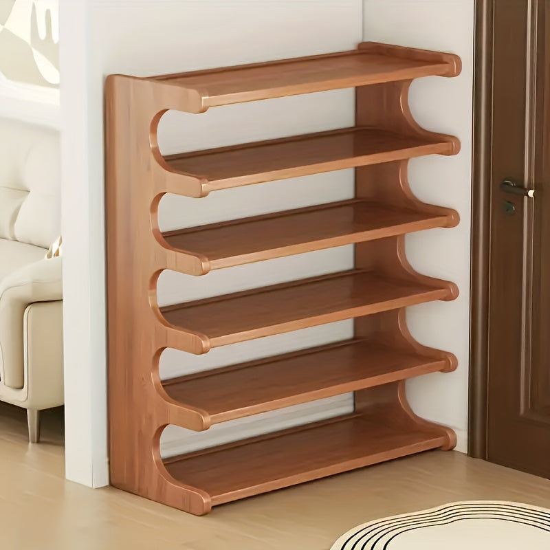 Multi-layer Bamboo Shoe Rack, Wood Grain Finish, Suitable for Dormitories And Home Entrances, Easy to Assemble, Brown, Freestanding, Practical Multi-layer Storage Rack, Home Storage, Multiple Scenarios.