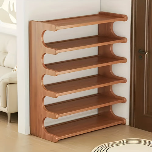 Bamboo Shoe Rack Freestanding Multi-Tier with Wood Grain Finish – Space-Saving Entryway Shoe Organizer for Home, Dorm & Apartment, Easy Assembly, Sturdy Brown Shoe Storage Shelf for Hallway & Bedroom