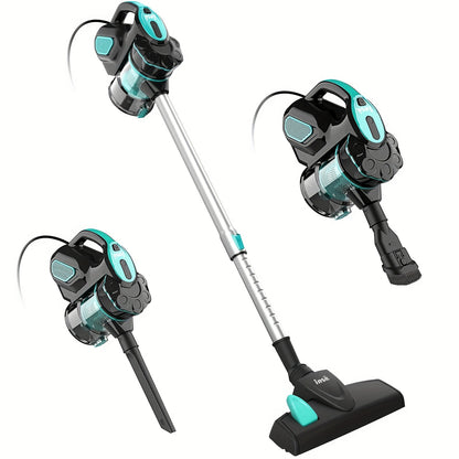 Corded Stick Vacuum Cleaner 600W 18000Pa INSE I5 – Powerful Suction Cyclone Filter, Pet Hair Hardwood Floor & Carpet, Washable Filter, Handheld Corded Vacuum for Home Canada, Blue