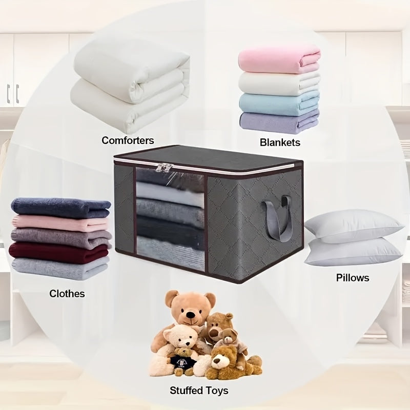 2/4/6pcs Extra Large Storage Bags, Durable Folding Clothes Organizer for Bedding, Blankets, Pillows, And, Thick Polypropylene Fabric, with Zipper And Lid, Reinforced Handles, for No Electricity Needed, Other (Accessory Organizers)