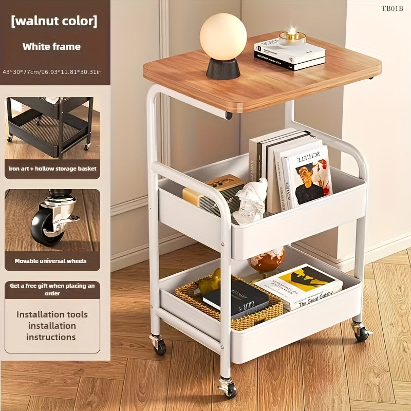 3-Tier Rolling Storage Cart Carbon Steel with Desktop Portable Wheels Snack Rack for Home Office Kitchen Bathroom - Durable Metal Utility Cart, Canada