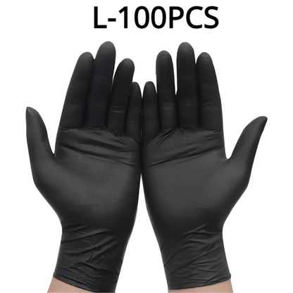 Black Disposable Nitrile Gloves 100pcs – Latex-Free & Powder-Free, Strong & Stretchy, Ideal for Tattoo, Manicure, Salon, Cleaning & Food Prep