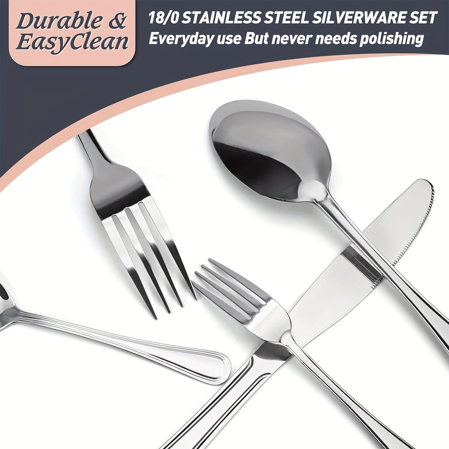 Stainless Steel Cutlery Set Multi-Size 20-120pcs – Mirror Polished Flatware for Home Kitchen Restaurant Hotel, Dishwasher Safe, Perfect for Weddings & Gifts