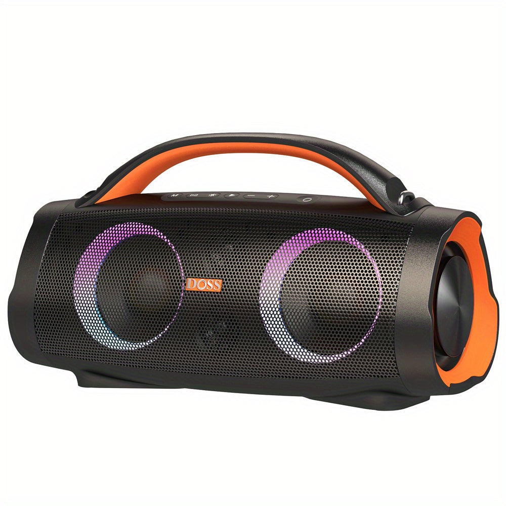 DOSS 100W Outdoor Bluetooth Speaker BT 5.3 – Party-Sync LED Lights, Extra Bass, 20H Playtime, 10400mAh Power Bank, Wireless Stereo Pairing, Camping Pool Beach