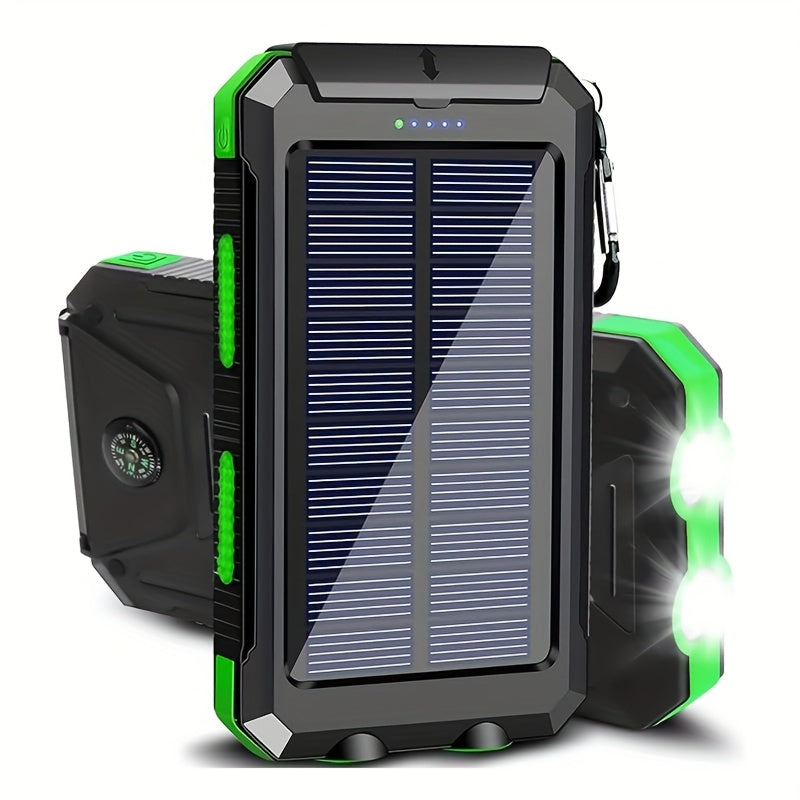 Solar Power Bank 10000mAh with LED Flashlight & Compass Dual USB + USB-C Outdoor Camping Emergency Backup Battery Compatible with iPhone Samsung iPad - Canada